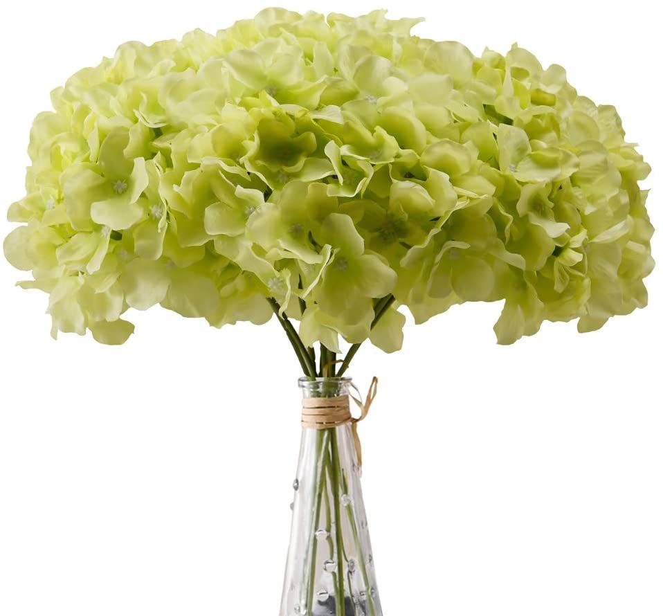 Morttic Green Hydrangea Silk Flowers Heads 10 Pcs Full Hydrangea Flowers Artificial with Stems fo... | Walmart (US)