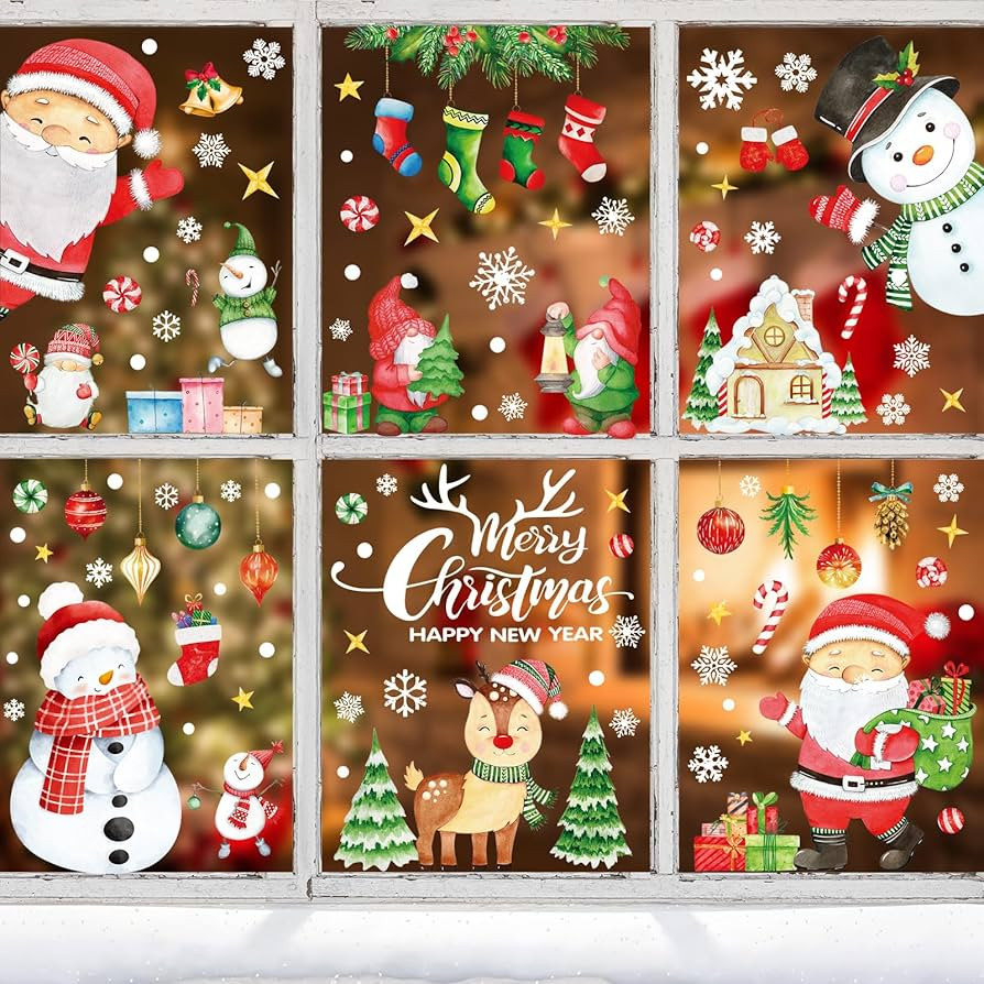 Fensterbilder Weihnachten Selbstklebend, ZEACKUQ Fenstersticker Weihnachten Deko, Weihnachtsdeko ... | Amazon (DE)
