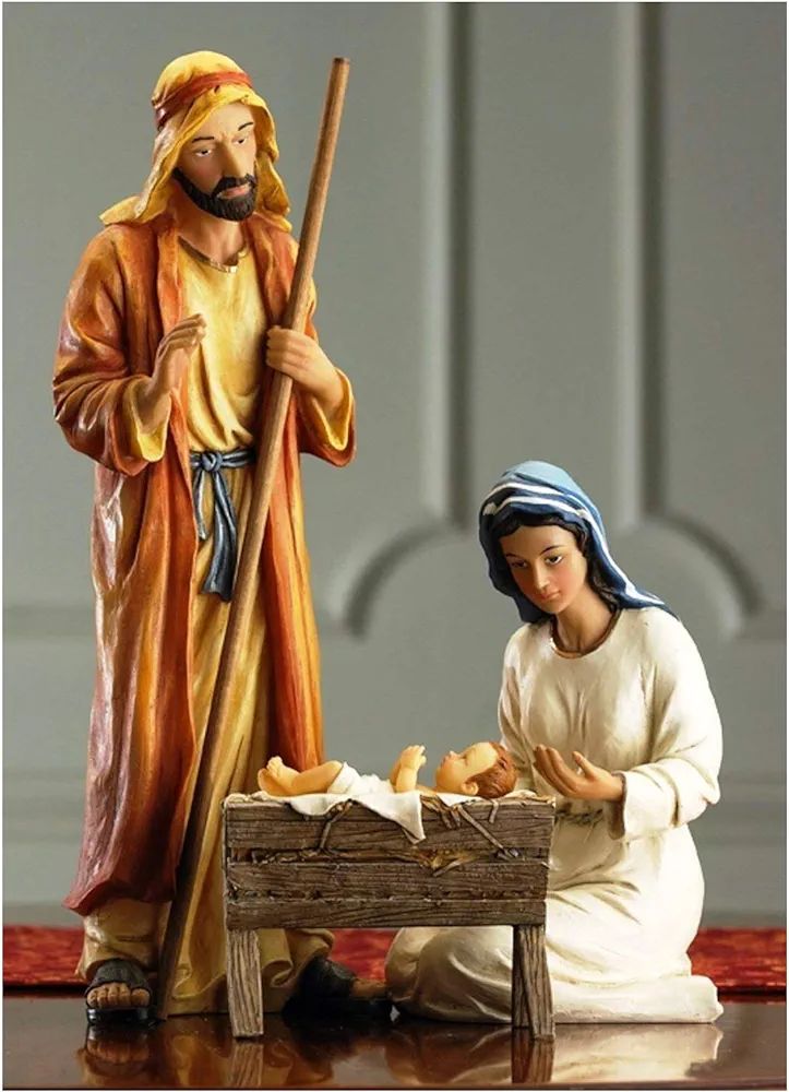 Three Kings Gifts Holy Family Joseph, Mary, Jesus with Manger, Polystone Flat Bottom Base for Sta... | Amazon (US)