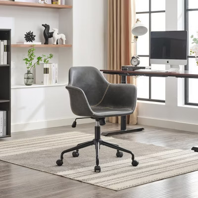 Executive Office Chair with Fixed Arms and Reclining Back for Home Office Black-3irtyhousy | Target
