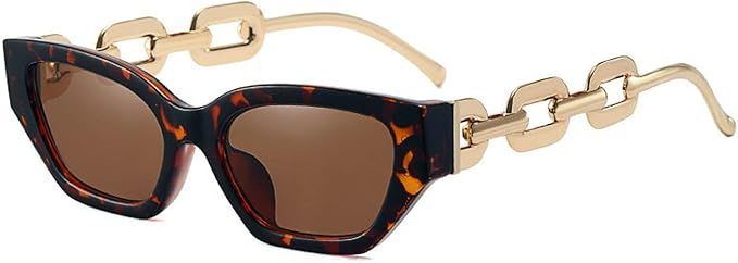 Melrose Funky Small Frame Chain Leg Sunglasses Shades For Women Classy Irregular Black Rectangle ... | Amazon (US)