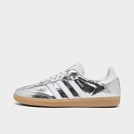 adidas Women's Originals Samba OG LE Casual Shoes in Silver Metallic/White Size: 5.5 | Finish Line (US)