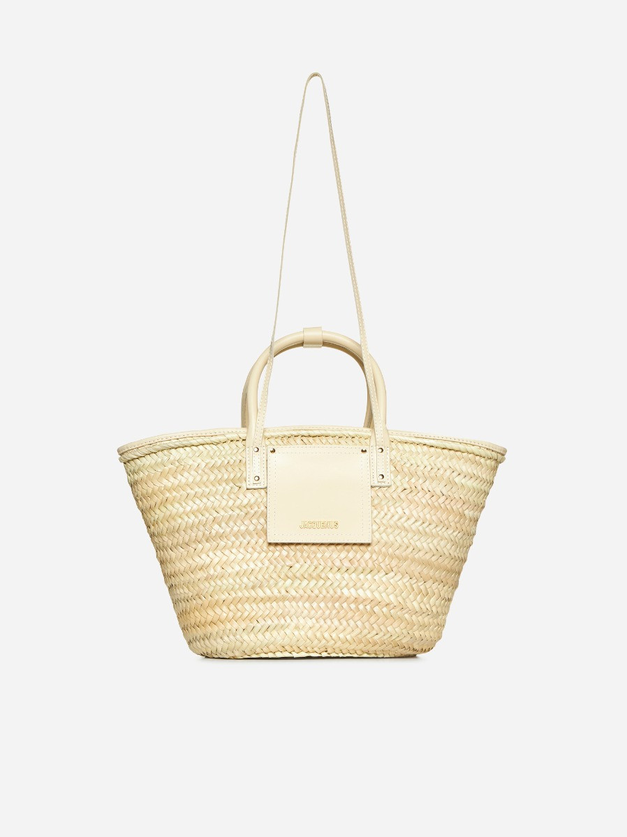 Le Panier Soli raffia leather bag | D'ANIELLO BOUTIQUE