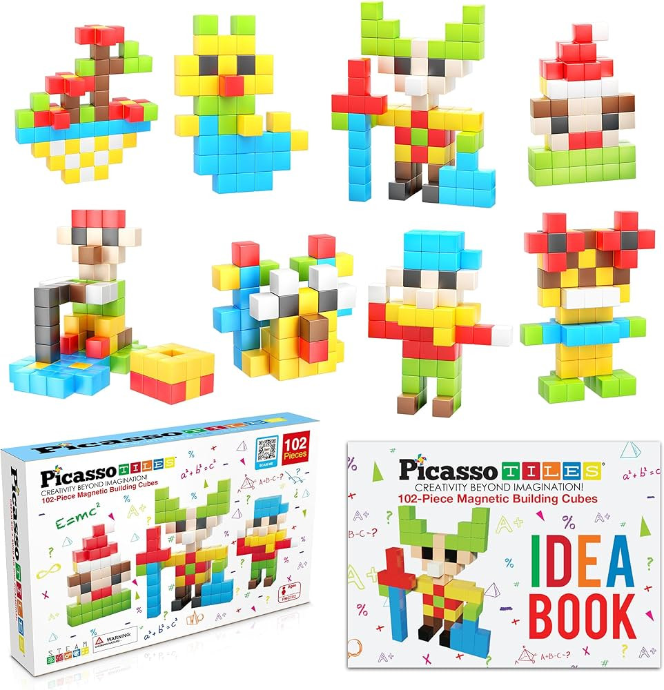 Picasso Cubes Kids Pixel 1” Magnetic Puzzle Cube 102 Piece Mix & Match with FREE Idea Book Sens... | Amazon (US)