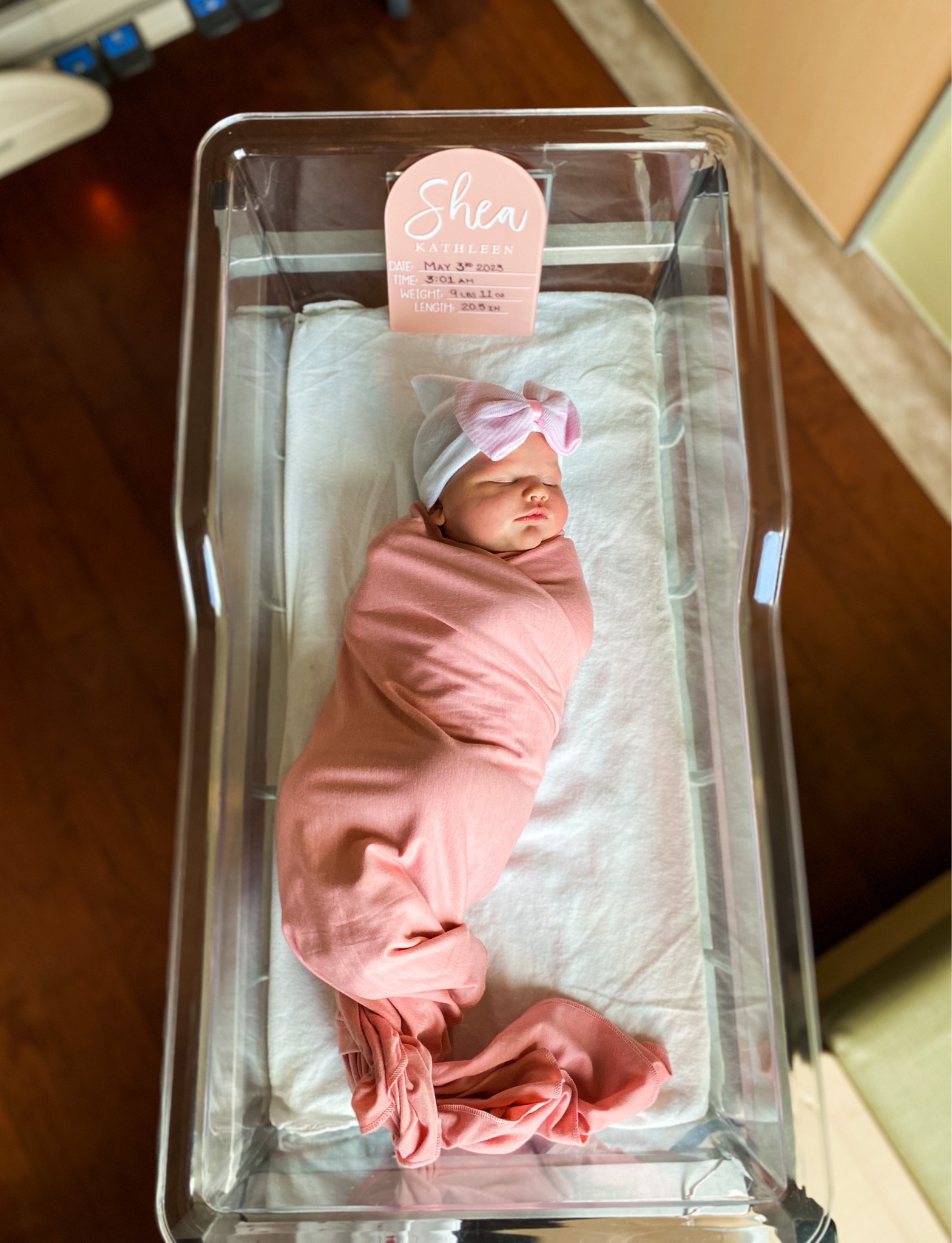 Custom baby hospital announcement sign! (This is the blush pink color with white font). 

Newborn baby. Baby sign. Swaddle blanket. Baby girl. Baby hat. 

#LTKkids #LTKbump #LTKbaby