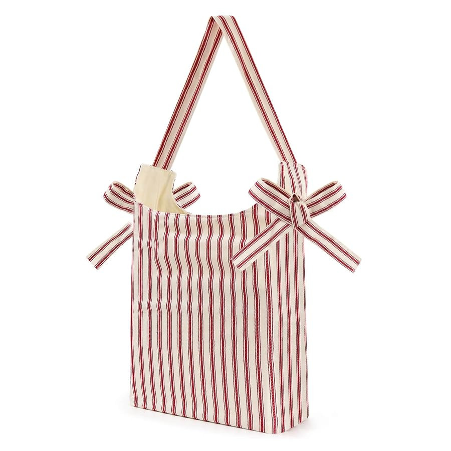 Bow Womens Tote Bag, Canvas Girl Shoulder Totes Bags, Bows Work Shopping Bag For Ladies Birthday ... | Amazon (US)