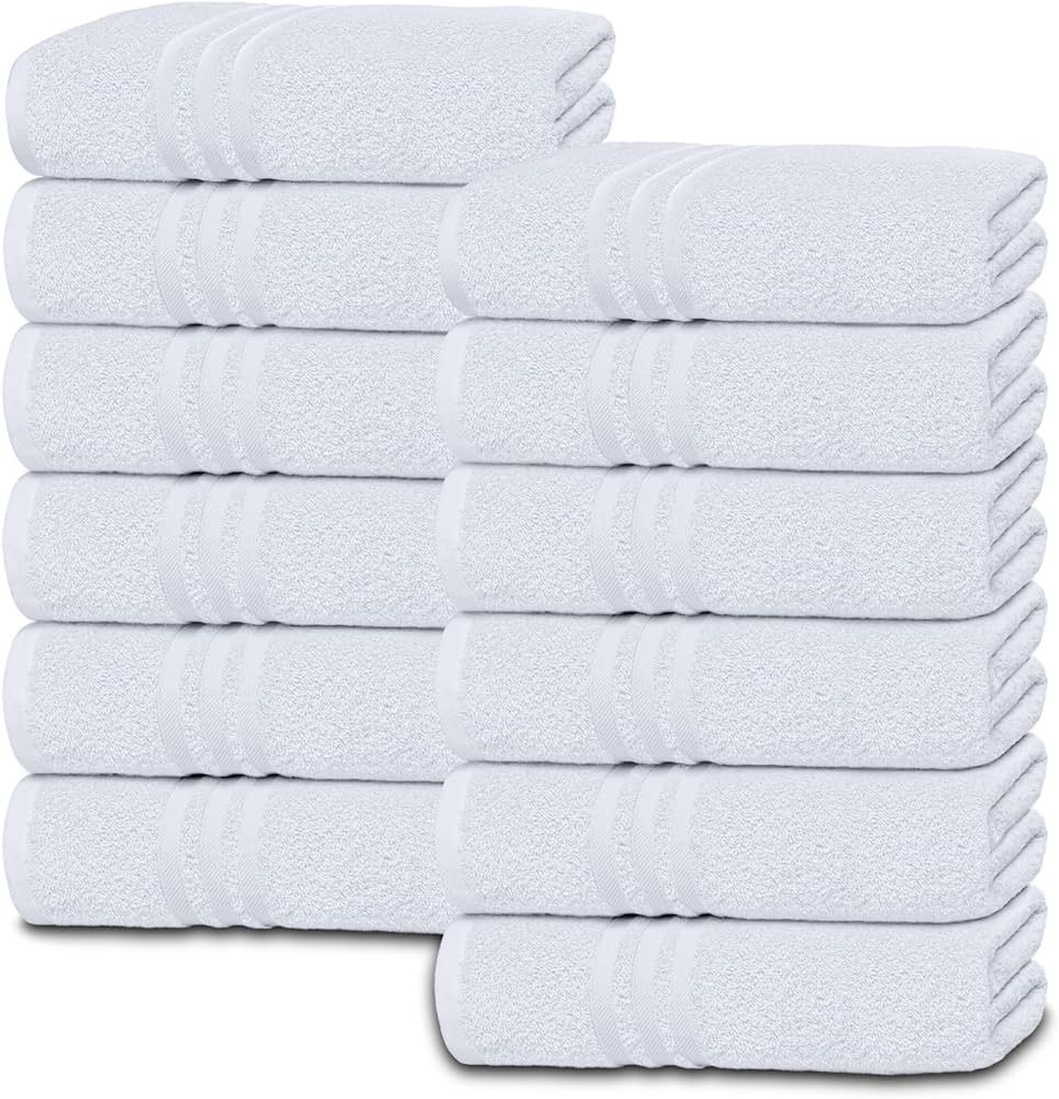 Wealuxe White Hand Towels for Bathroom [12 Pack] Cotton Hand Towel Bulk for Gym, Kitchen and Spa,... | Amazon (US)