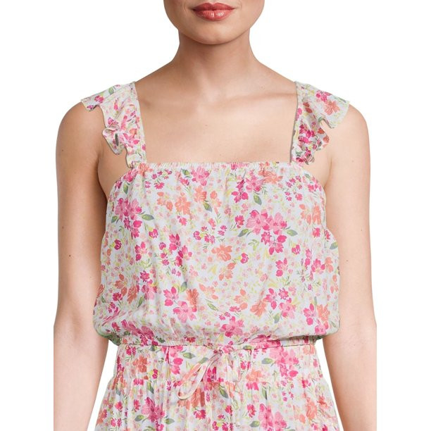 No Boundaries Juniors' Flutter Strap Top and Wrap Skirt Set, 2-Piece, Sizes XS-XXXL | Walmart (US)