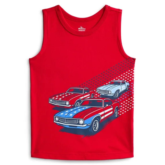Way To Celebrate Fourth of July Toddler Boys Patriotic Americana Americana Muscle Tank Top, Sizes... | Walmart (US)