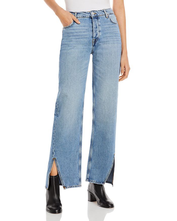 Free People Long Lines Slit Front High Rise Straight Leg Jeans Back to Results -  Women - Bloomin... | Bloomingdale's (US)
