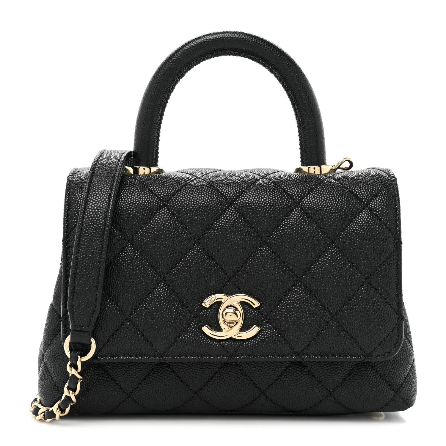 Caviar Quilted Extra Mini Coco Handle Flap Black | FASHIONPHILE (US)