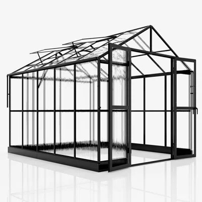 Grower’s Haven AMERLIFE Greenhouse - Outdoor Aluminum Polycarbonate Greenhouse With Ventilation And Rain Gutter, Double Doors With Hook, Walk In Green | Wayfair North America