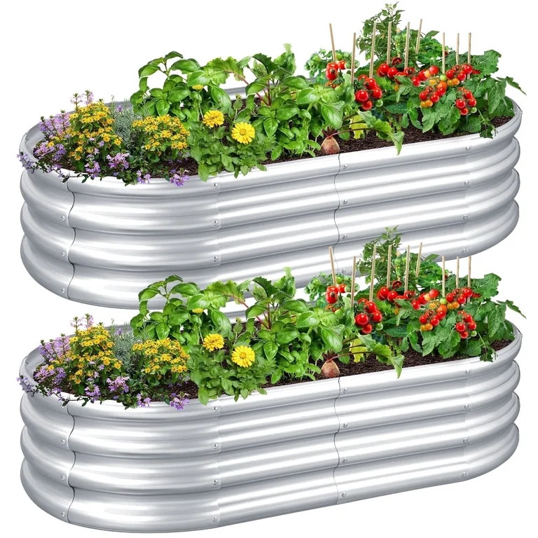 Livhil 2pcs Galvanized Raised Garden Bed, 4ft (L) x2ft (W) x1ft (H) Outdoor Garden Planters, Galv... | Walmart (US)