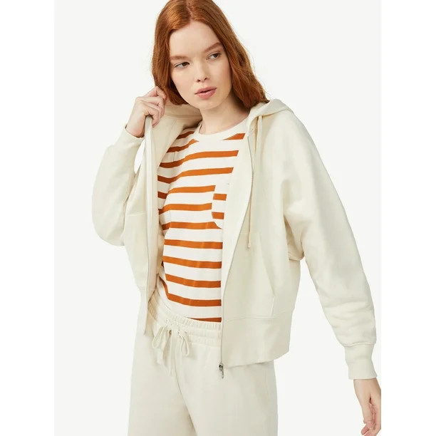 Free Assembly Women's Raglan Zip Hoodie with Long Sleeves | Walmart (US)