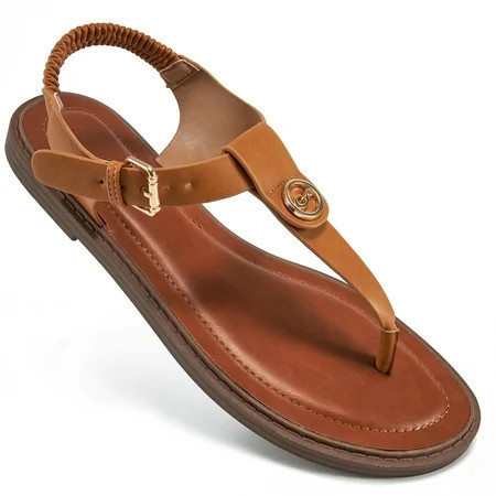 Ecetana Flat Sandals for Women Dressy Thong Sandals Slip on Summer Shoes with Buckle | Walmart (US)