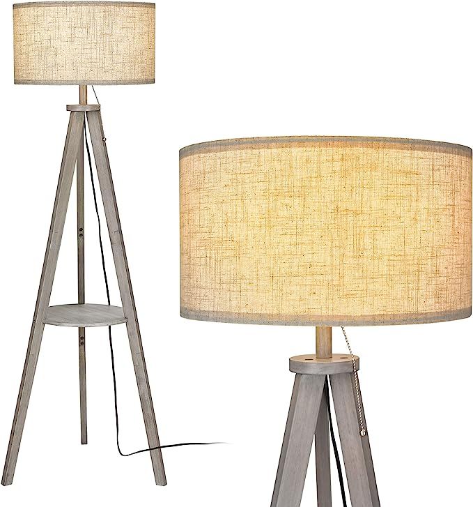 Tripod Floor Lamp for Living Room - ELYONA Wood Floor Lamp with Table - Farmhouse Tall Reading St... | Amazon (US)