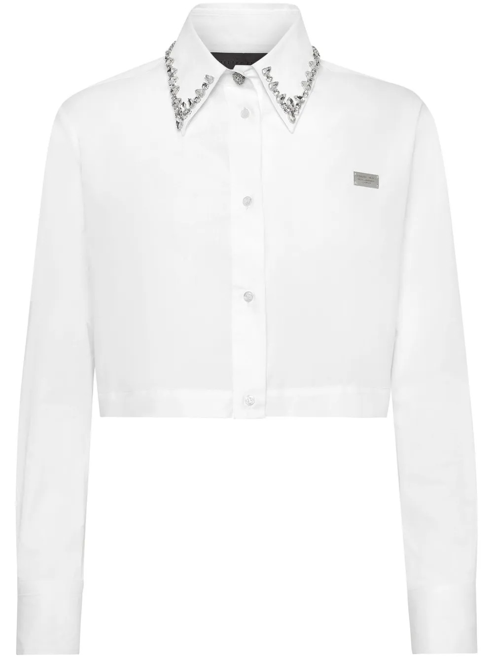 Philipp Plein crystal-embellished Cropped Shirt | White | FARFETCH LB | Farfetch Global