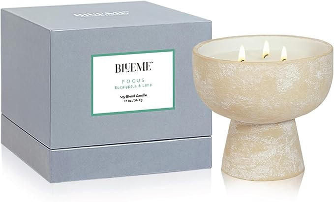 BLUEME Focus-Eucalyptus & Lime, 3 Wick, Refillable Wellness Candle, Contains Essential Oil, Susta... | Amazon (US)
