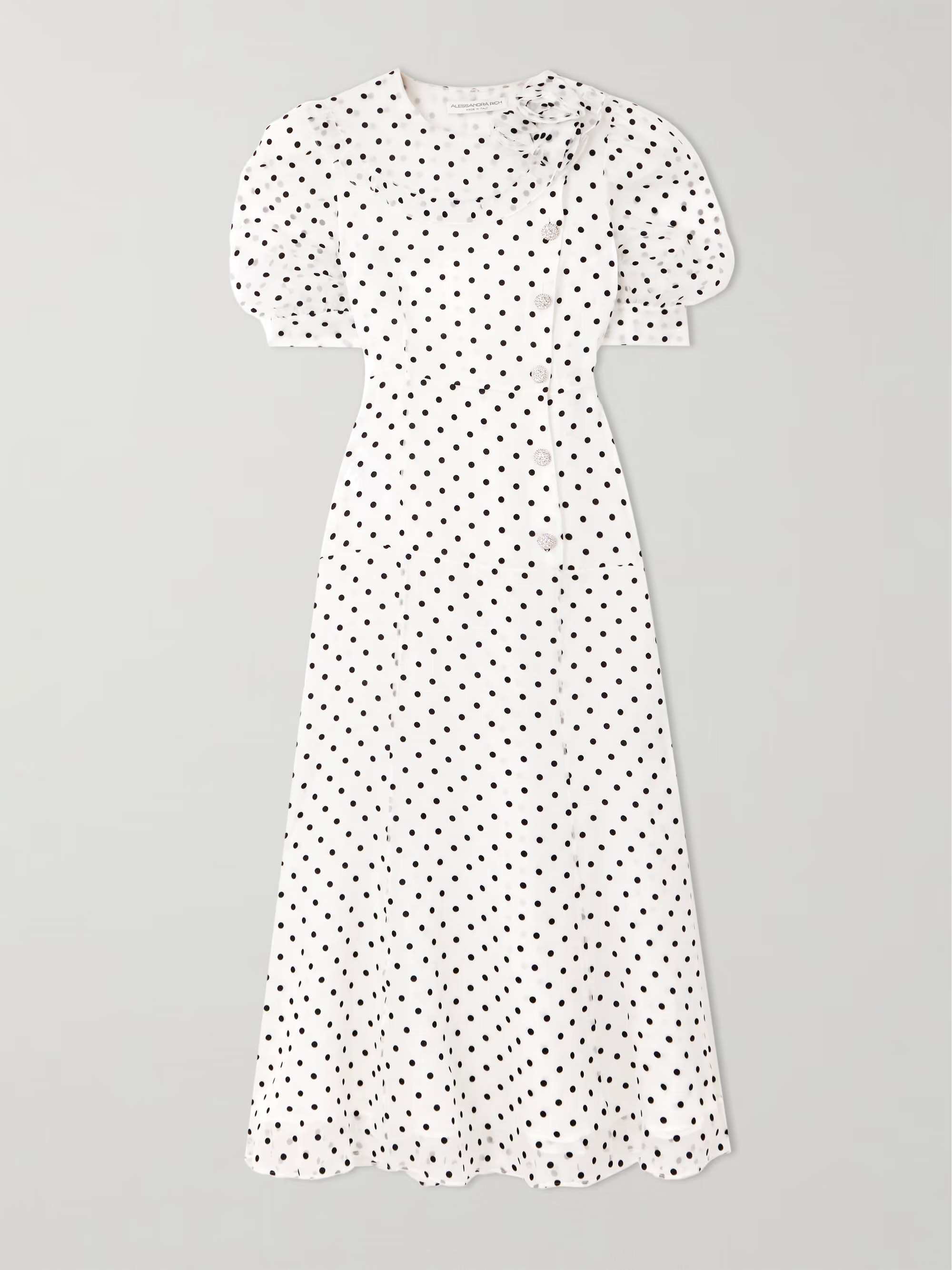 Embellished polka-dot flocked silk-organza midi dress | NET-A-PORTER (US)