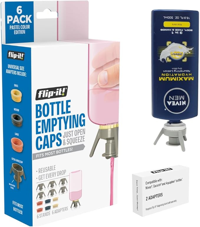 Flip-It! Bottle Emptying Kit - Flip Bottle Upside Down To Get Every Drop Out Extra adapters inclu... | Amazon (US)