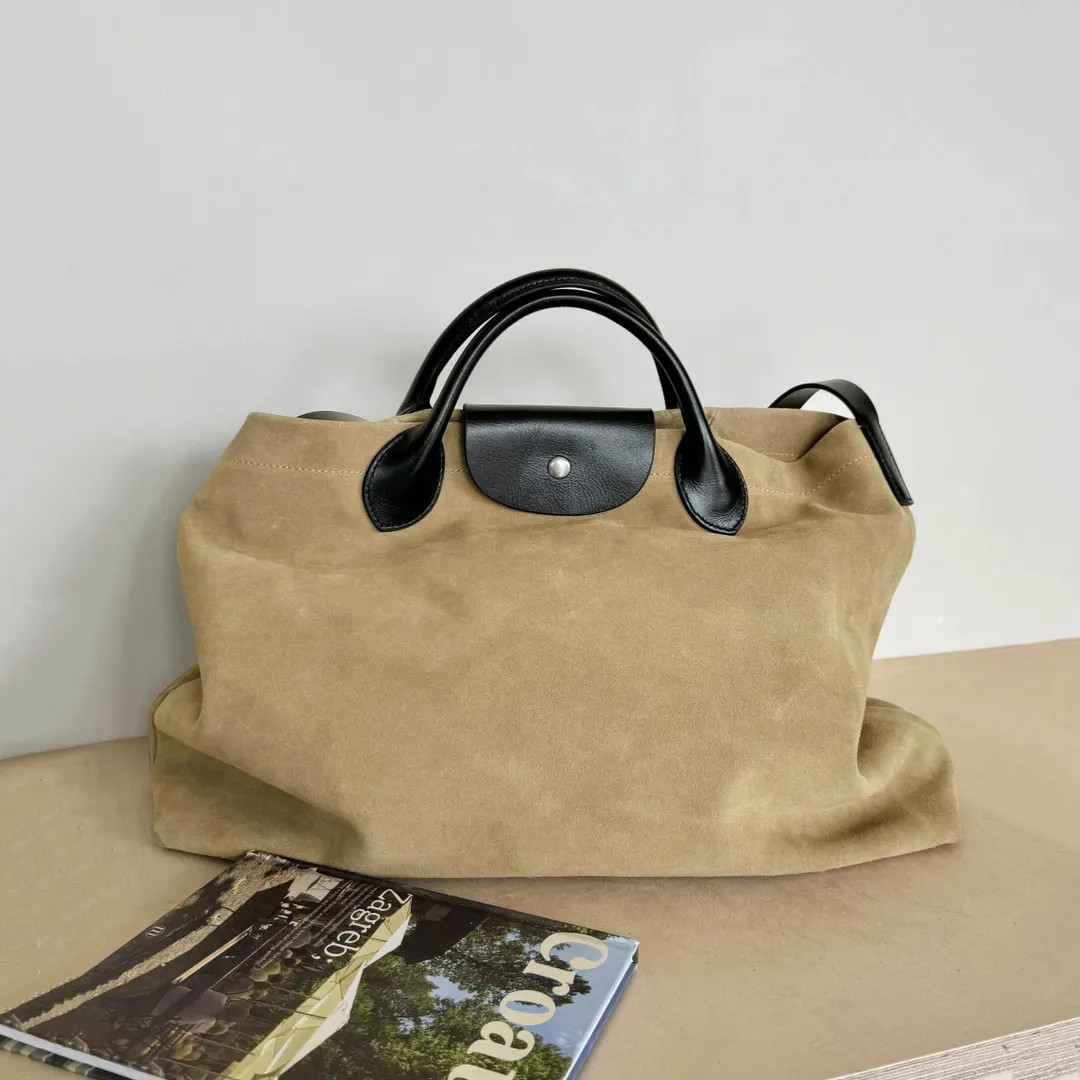 Large Suede Tote, Minimal Leather Tote Bags, Genuine Suede Shoulder Bag | Etsy (US)