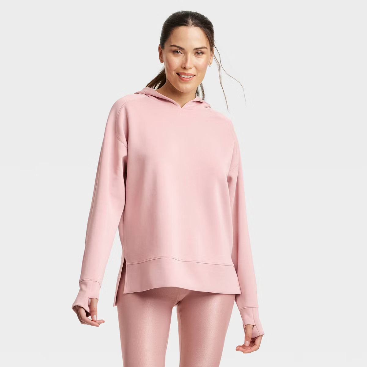 Women's Airy Sleek Legging Friendly Hooded Sweatshirt - All In Motion™ Light Mauve S | Target