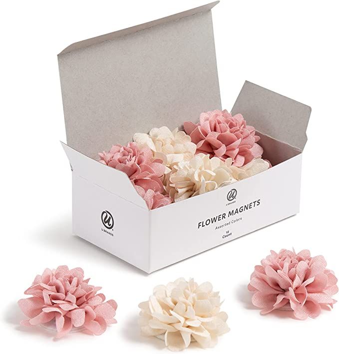 U Brands Mini Flower Magnets Set, Office Supplies, Pink and Cream, 12 Count | Amazon (US)