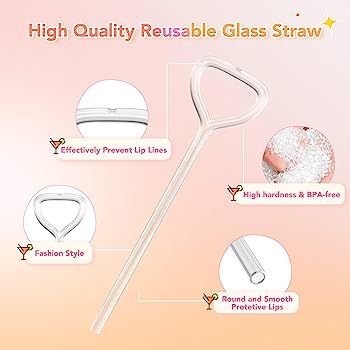 Anti Wrinkle Straw 2pcs, Reusable Glass Straw for Stanley Cup, Anti Wrinkle Drinking Straw Curved... | Amazon (US)
