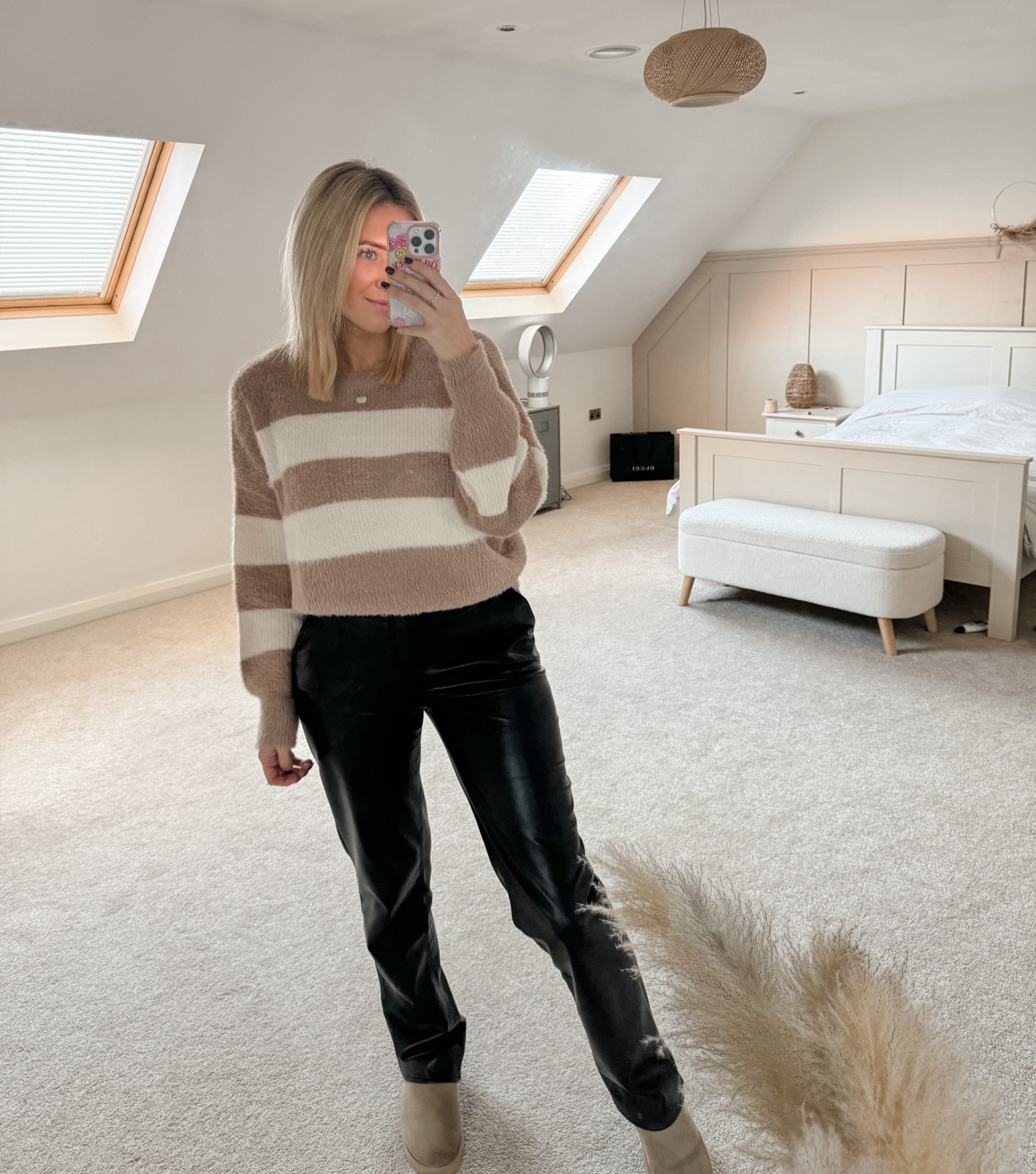 Black leather trousers
Stripe knit 
ASOS 
Autumn styling 

#LTKCyberSaleUK #LTKstyletip #LTKeurope