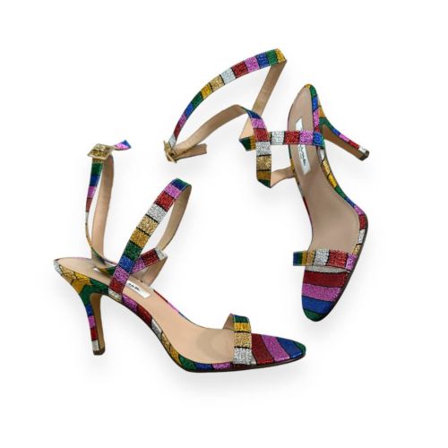 NEW Nina Vanna Ankle Strap Evening Heel Sandals Rainbow Stripe Size 8.5  | eBay | eBay US