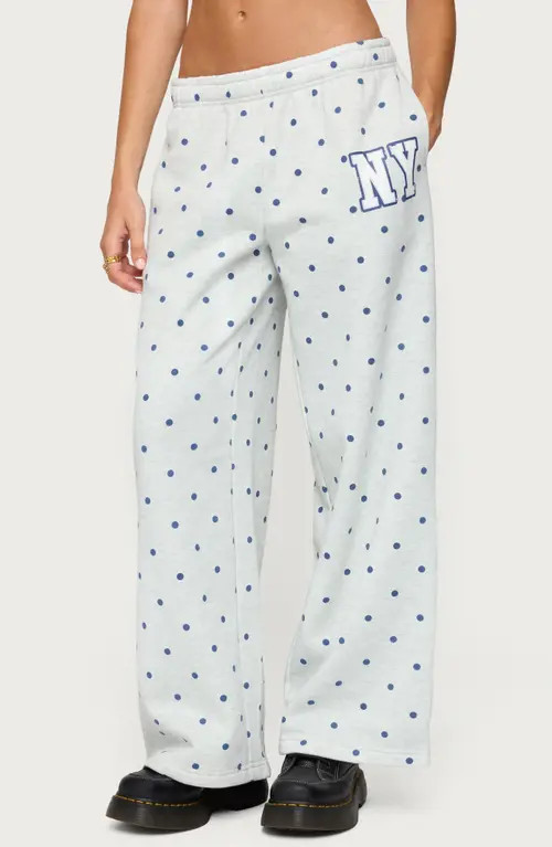 EDIKTED NY Babe Polka Dot Sweatpants in Gray-Melange at Nordstrom, Size X-Small | Nordstrom