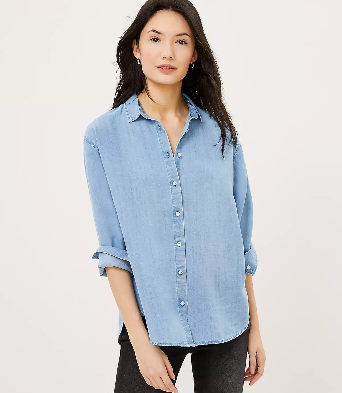 Chambray Relaxed Shirt | LOFT | LOFT