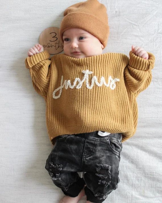 Personalized Baby Sweater Personalized Toddler Sweater Knit - Etsy | Etsy (US)