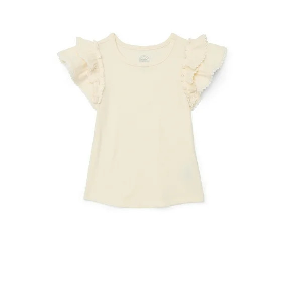 Wonder Nation Girls Short Sleeve Knit Ruffle Top, Sizes 4-18 & Plus | Walmart (US)