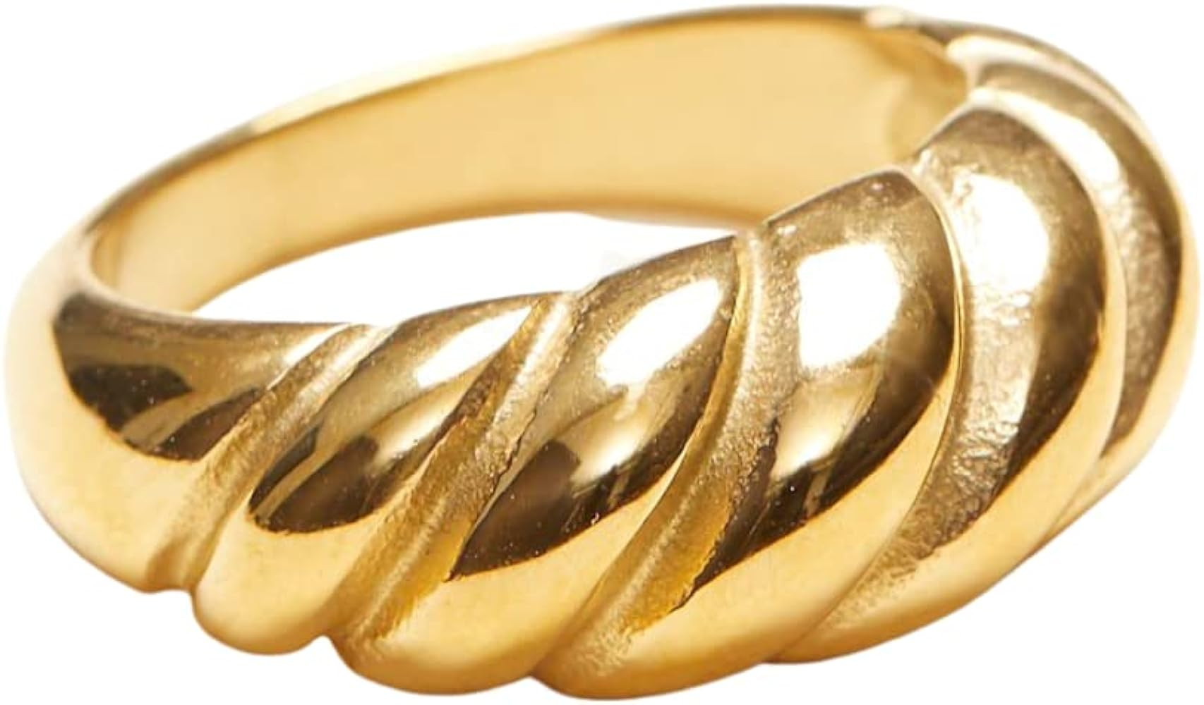 18K Gold Plated Gold Dome Croissant Band Ring, Stackable Ring, Signet Ring, Women Jewelry Minimal... | Amazon (US)