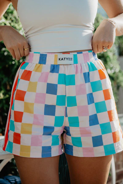 Multicolored Checker Boxer Shorts Women | Katydid.com