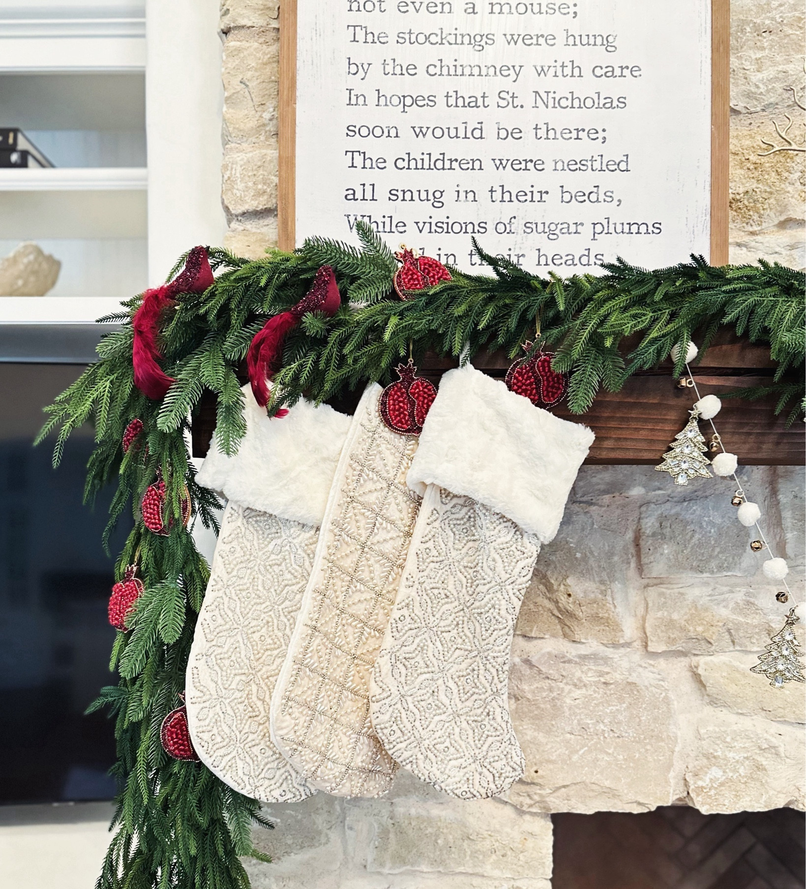 These stockings and garlands were so easy to hang thanks to some great command strips! This garland is STILL available and will come in time for Christmas too! Shop now 👇🏽 

#christmasdecor #christmas #christmastime #tistheseason #viraltrend #trending #mantle #mantledecor #christmasornaments #stockings #itsthemostwonderfultimeoftheyear #decor
#home #homedecor #decorinspiration #interiordesign #interior #neutraldecor #homegoods #amazon

#LTKSeasonal #LTKHoliday #LTKstyletip