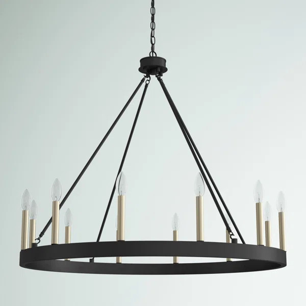 Finchley 12 - Light Candle Style Wagon Wheel Chandelier | Wayfair North America