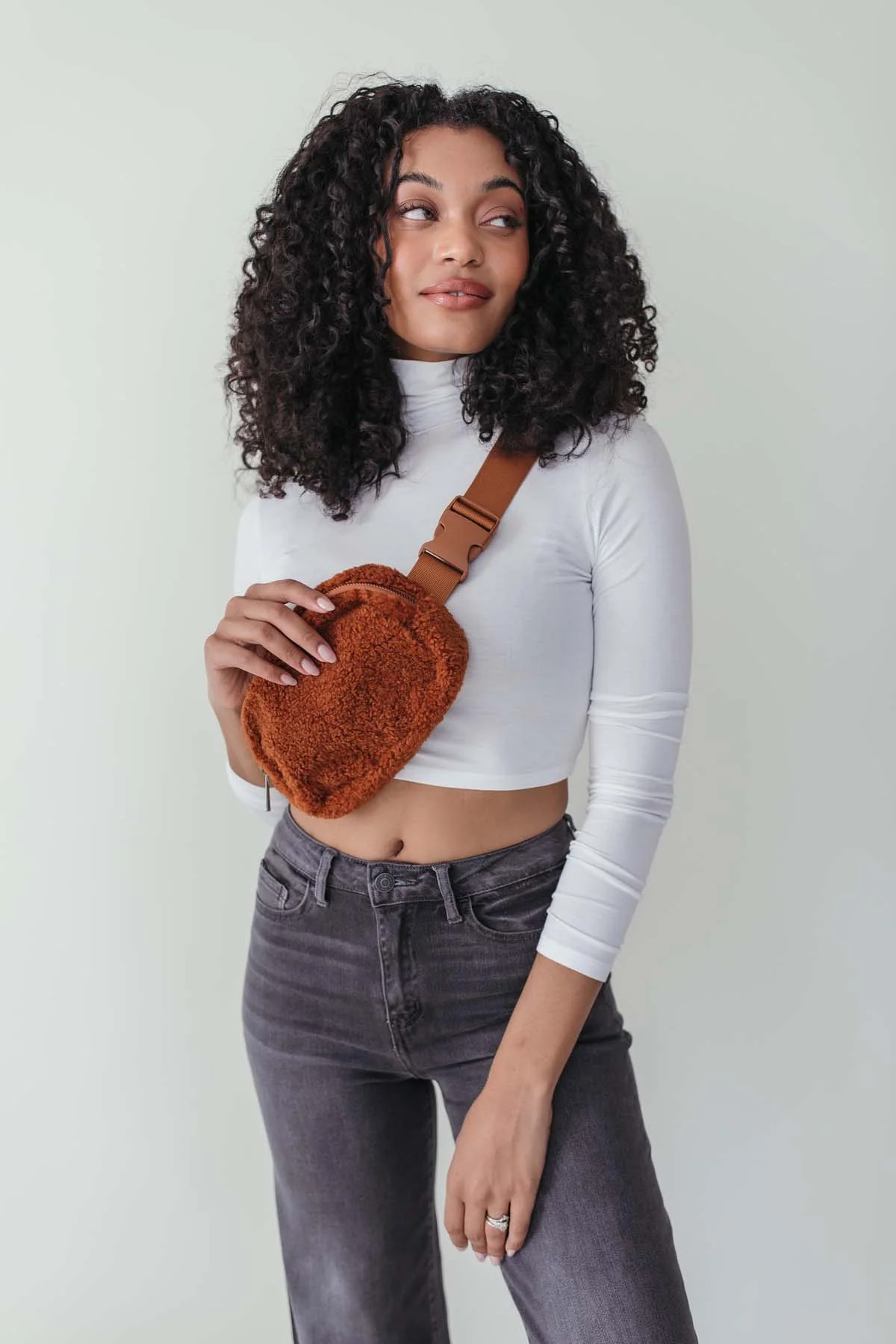 Adjustable Sherpa Belt Bag Cognac- FINAL SALE | The Post