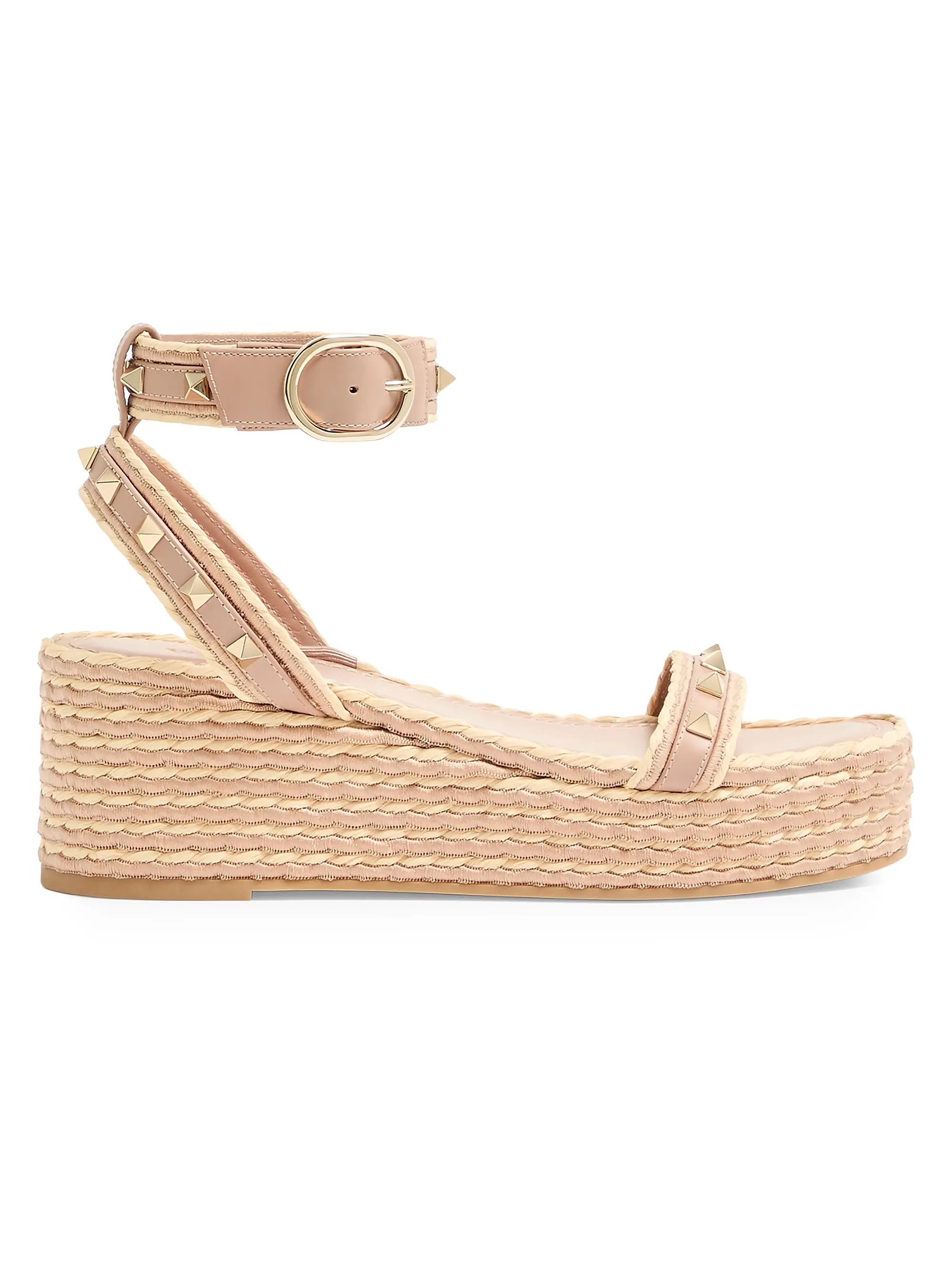 Valentino Garavani Rockstud 45MM Flatform Sandals | Saks Fifth Avenue | Saks Fifth Avenue