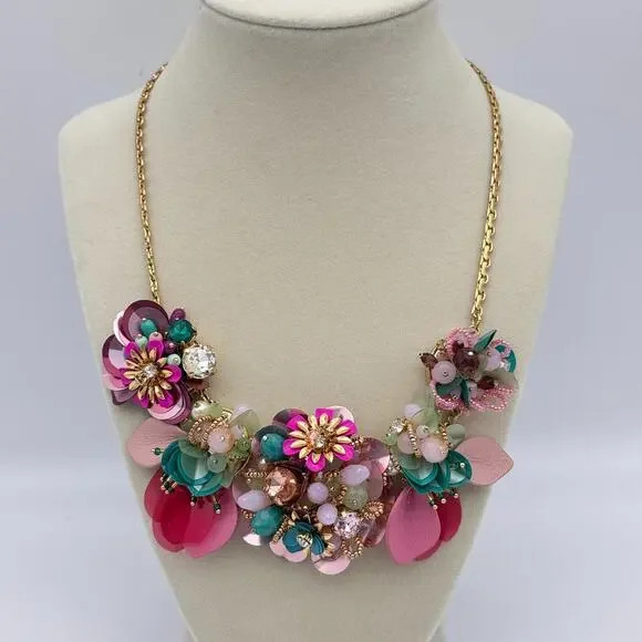 Kate Spade Necklace Floral Bouquet Statement Vibrant Life Gold Tone Chic Preppy | Poshmark