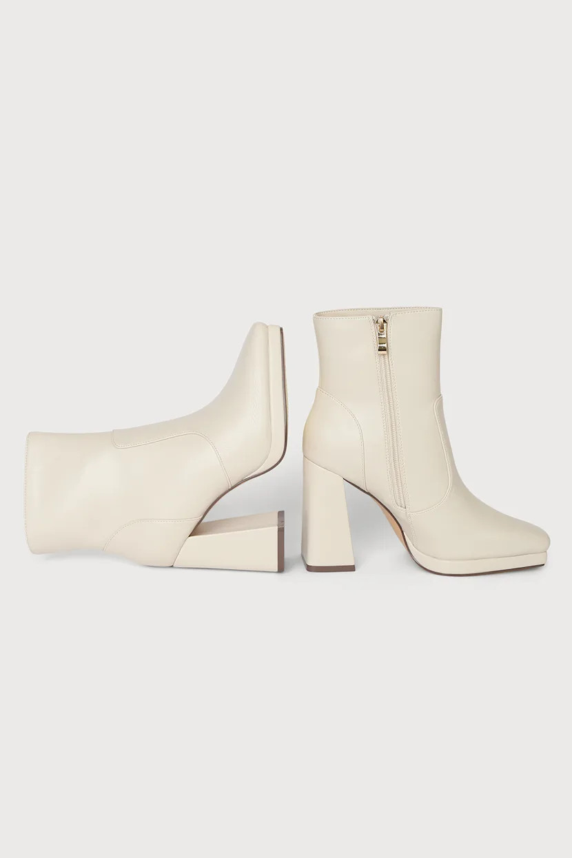 Lusterr Bone Square Toe Mid Calf Boots | Lulus (US)