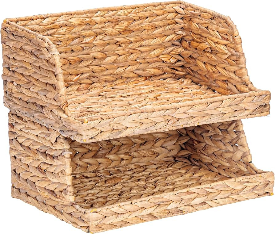 VATIMA Water Hyacinth Storage Baskets with Large Open-Front for Kitchen, Decorative for Living Ro... | Amazon (US)