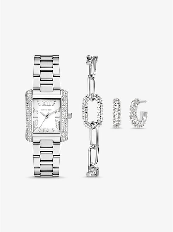 Petite Emery Silver-Tone Watch and Jewelry Gift Set | Michael Kors US