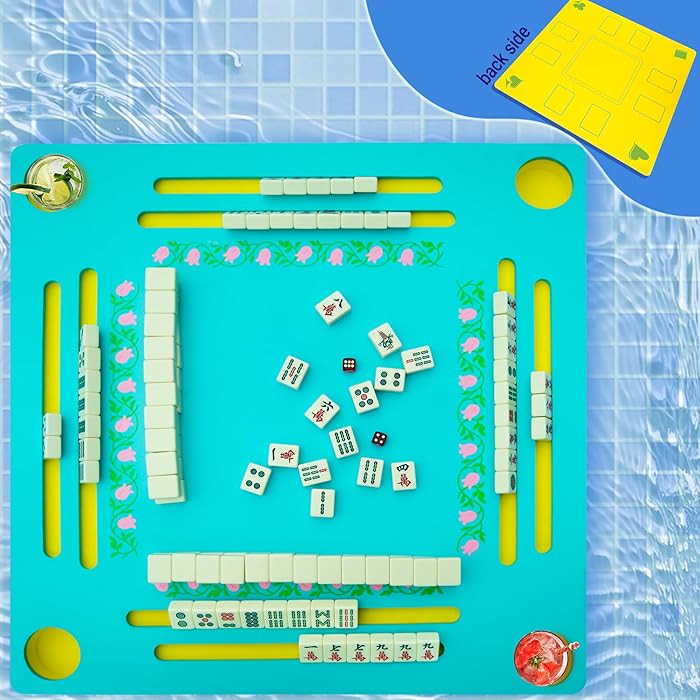 Floating Mahjong Table for Pool - Double-Sided Water Game Tray with Mahjong & Poker Card Playing ... | Amazon (US)