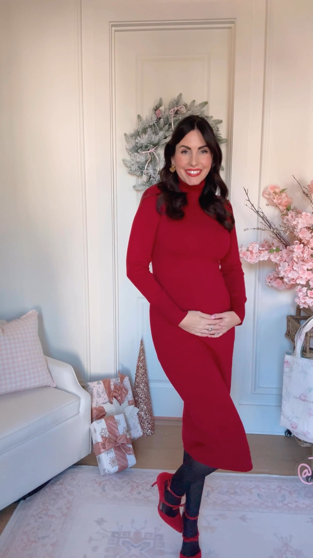 Two bump friendly dresses under $100!! Both fit TTS and work non-pregnant too! The red one is marked down from $88 to $30 now and is so comfy! Love both of these bump friendly dresses for the Holiday season. Both dresses would be such a cute Christmas outfit! 

#LTKBump #LTKFindsUnder100 #LTKHoliday