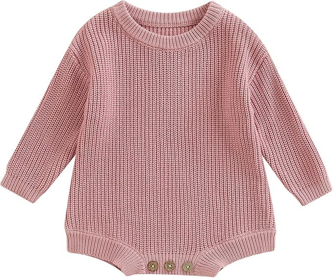 FYBITBO Baby Girl Boy Sweater Knit Oversized Pullover Sweatshirt Romper Onesie Warm Fall Winter C... | Amazon (US)