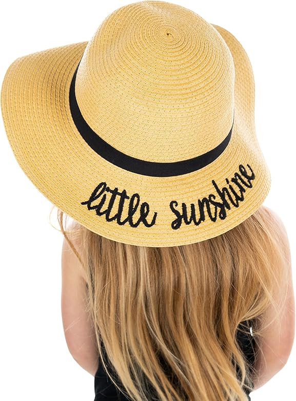 Funky Junque Girls Sun Hat Bold Cursive Embroidered Adjustable Beach Floppy | Amazon (US)