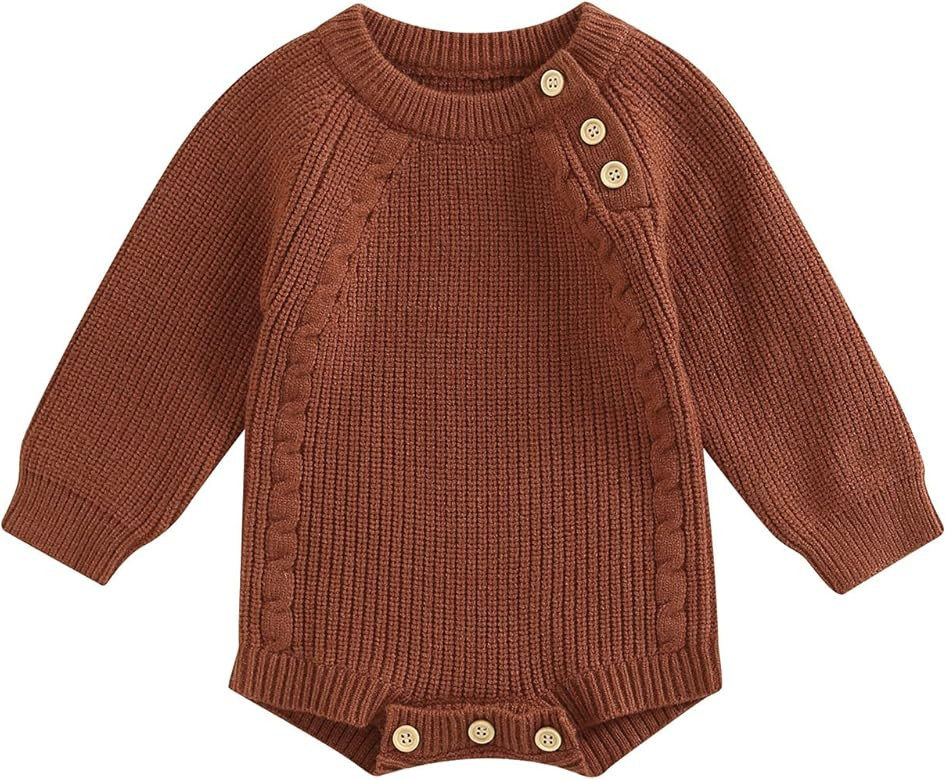 Infant Baby Sweater Romper Girl Boy Knitted Sweatshirt Pullover Tops Fall Winter Clothes | Amazon (US)