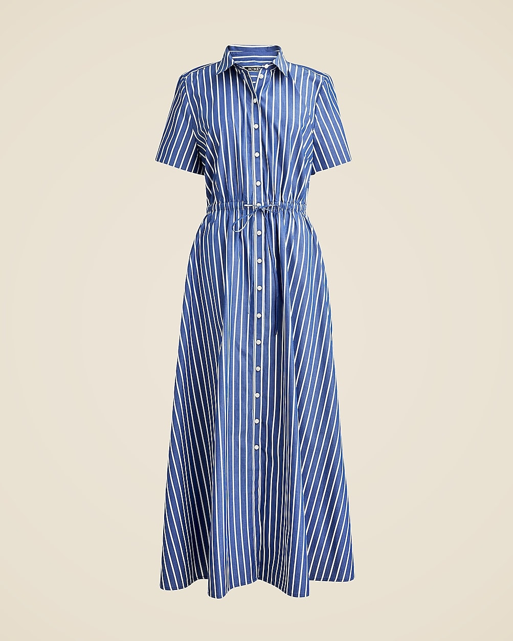 Shirred-waist shirtdress in striped poplin | J. Crew US